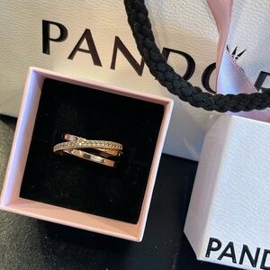 Pandora Crossover Pavé Triple Band ( Size 9) Ring